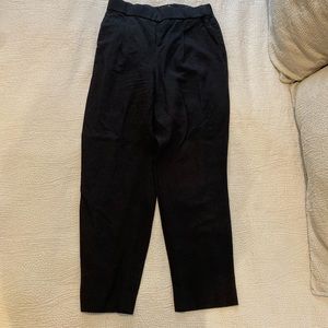 Ann Taylor High Waist Easy Ankle Pant - Black linen blend